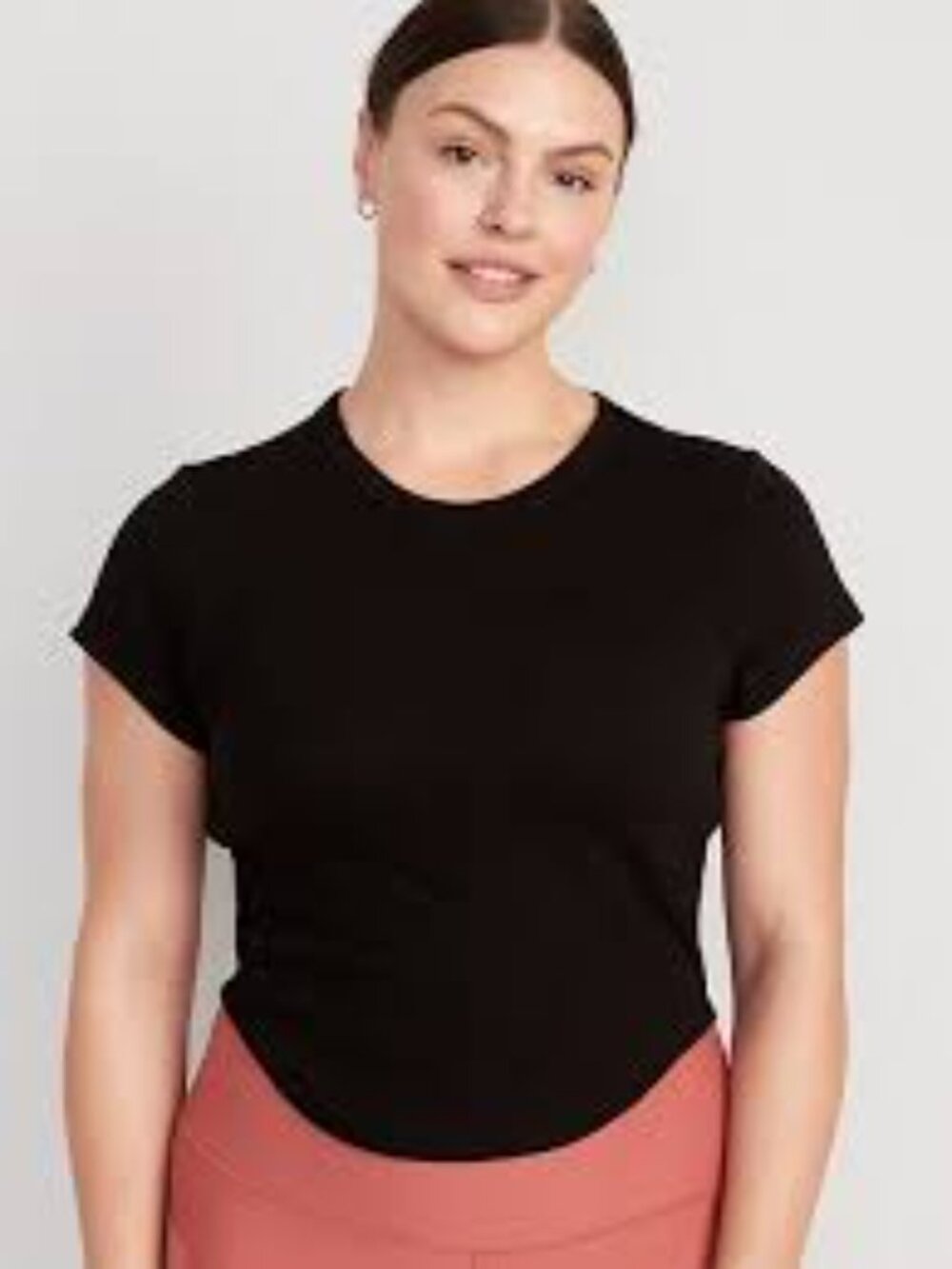 Old Navy Women's UltraLite Go-Dry Black Rib Knit Crop Top T-Shirt XXL